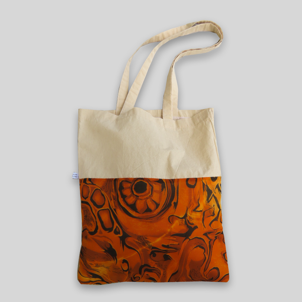 Turuncu Desenli Tote Bag Çanta